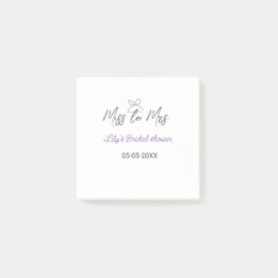 Miss zu Mrs Brautparty Namen Datum Jahr Schleife Post-it Klebezettel