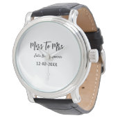 Miss zu Mrs. Brautparty stylish simple add name Armbanduhr (Schrägansicht)