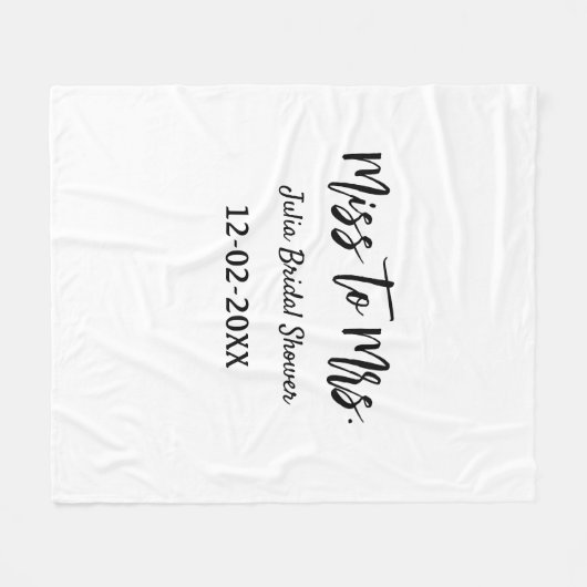 Miss zu Mrs. Brautparty stylish simple add name Fleecedecke (Vorderseite (Horizontal))