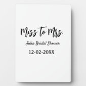 Miss zu Mrs. Brautparty stylish simple add name Fotoplatte (Vorderseite)