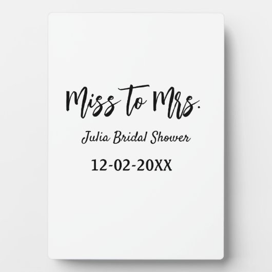 Miss zu Mrs. Brautparty stylish simple add name Fotoplatte (Vorderseite)