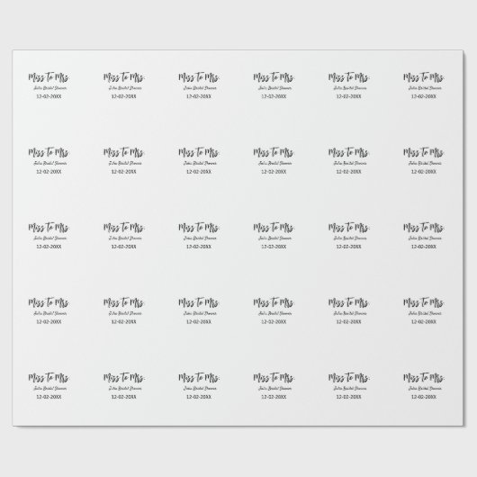 Miss zu Mrs. Brautparty stylish simple add name Geschenkpapier (Flach)
