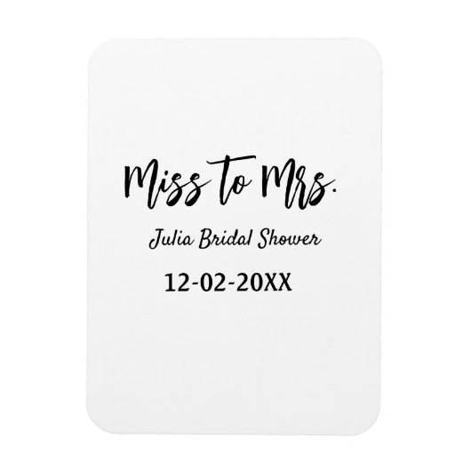 Miss zu Mrs. Brautparty stylish simple add name Magnet (Vertikal)