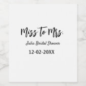 Miss zu Mrs. Brautparty stylish simple add name Weinetikett (Einzelnes Label)