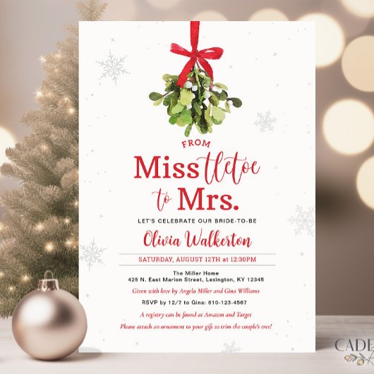 Miss zu Mrs. Christmas Bridal Duwer Einladung