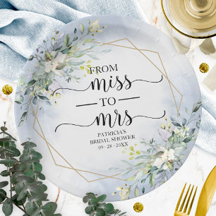 Miss zu Mrs Greenery Geometrische Hochzeitspapier Pappteller