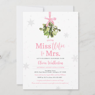 Miss zu Mrs. Pink Weihnachts Brautparty Einladung