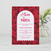 Miss zu Mrs. Rote Rosen Arch Brautparty Einladung (Stehend Vorderseite)