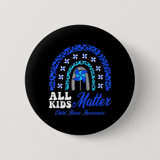 Missbrauchsbewusstsein Blaues Windrad Kinder zähle Button (Vorderseite)