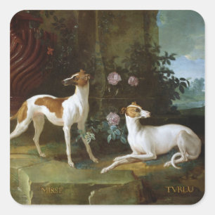 Misse und Turlu, zwei Windhunde von Louis XV Quadratischer Aufkleber