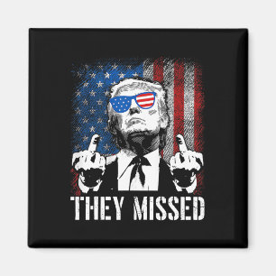 Missed Donald Trump Shot Trump 2024 US American Fl Magnet