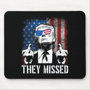 Missed Donald Trump Shot Trump 2024 US American Fl Mousepad