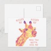 Missed Me Giraffe Kiss Postkarte (Vorne/Hinten)