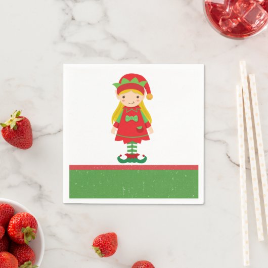 Misses Elf und Candy Canes Mittlere Geschenktasche Serviette (Beispiel)