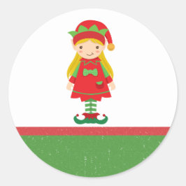 Misses Elf und Candy Canes Runder Aufkleber