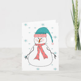 Misses Snowman, Snowing Snow Whimsical Primitive Feiertagskarte