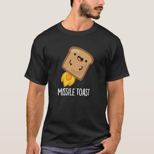 Missile Toast Funny Mistletoe Puns Dark BG T-Shirt (Vorderseite)
