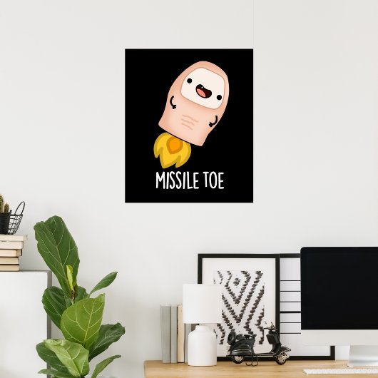 Missile Toe Funny Mistletoe Pun Dark BG Poster (Heimbüro)