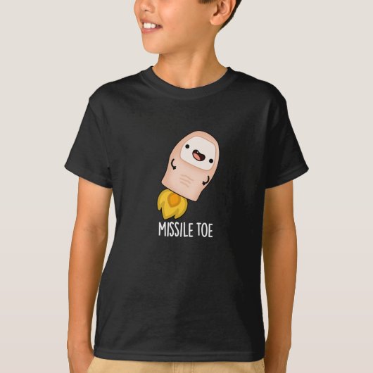 Missile Toe Funny Mistletoe Pun Dark BG T-Shirt (Vorderseite)