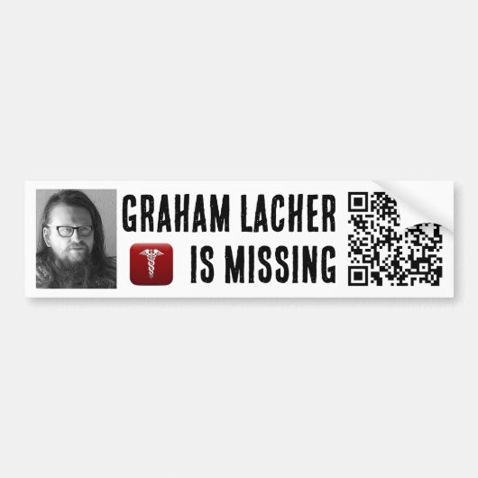 MISSING GRAHAM LACHER BUMPER STICKER AUTOAUFKLEBER (Vorne)