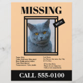 Missing Pet Flyer Custom Photo, Info (Hinten)