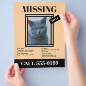 Missing Pet Flyer Custom Photo, Info (Hand)