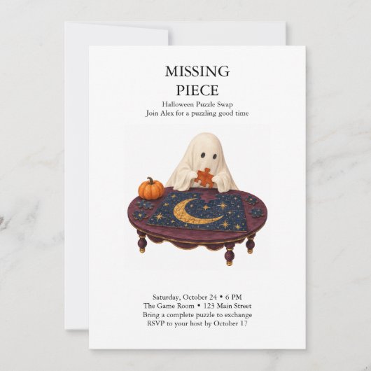 Missing Piece Halloween-Puzzle-Tausch Einladung (Vorderseite)
