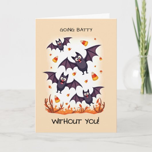 Missing You at Halloween Going Batty Cute Bats Karte (Vorderseite)