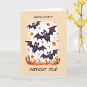 Missing You at Halloween Going Batty Cute Bats Karte (Gelbe Blume)