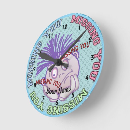 Missing You Face  Runde Wanduhr (Winkel)