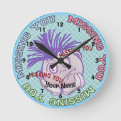 Missing You Face  Runde Wanduhr (Vorderseite)