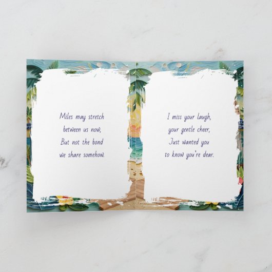 Missing You | Long Distance Beach Themed Karte (Innenseite)
