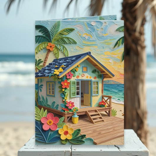 Missing You | Long Distance Beach Themed Karte