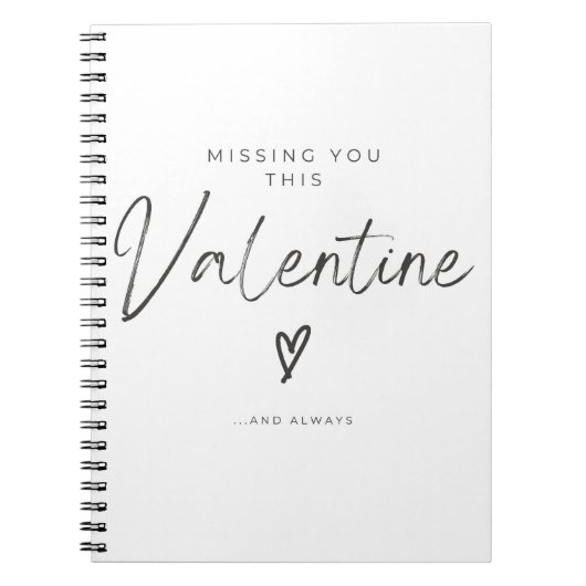 Missing You This Valentine Script Heart Notizblock (Vorderseite)