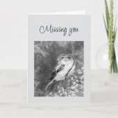 Missing you Watercolor Sparrow Bird in Forest Karte (Vorderseite)
