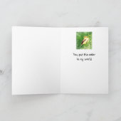 Missing you Watercolor Sparrow Bird in Forest Karte (Innenseite)