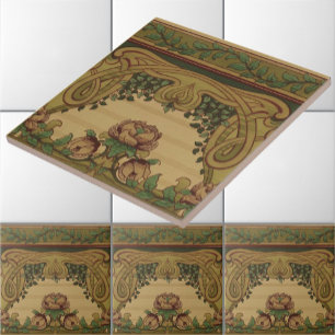 Mission Art Nouveau Stil Blumen- und Blattfries Fliese