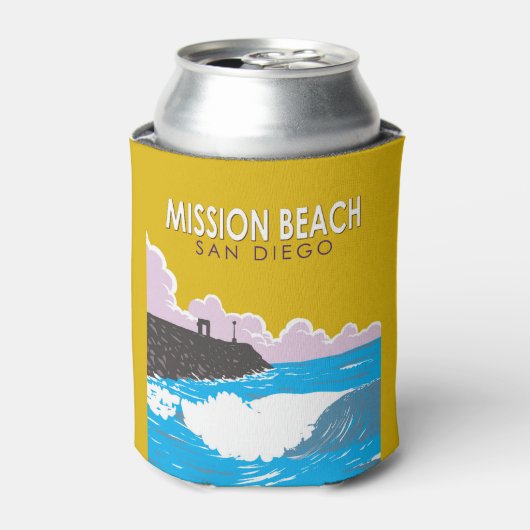Mission Beach California Reisen Vintag Dosenkühler (Kanne Vorderseite)