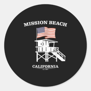 Mission Beach Shirt Retro San Diego California Bea Runder Aufkleber