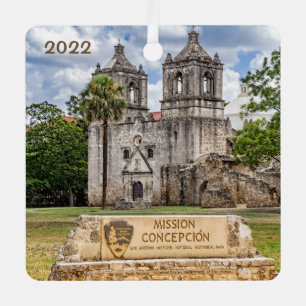 Mission Concepcion, Quadratisches Metallornament Ornament Aus Metall