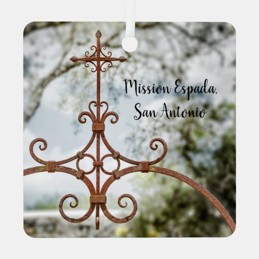 Mission Espada, Kreuz aus Schmiedeeisen Ornament Aus Metall (Rückseite)