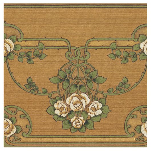 Mission oder Art Nouveau Style Rose Bouquets Friez Stoff (Nahaufnahme)