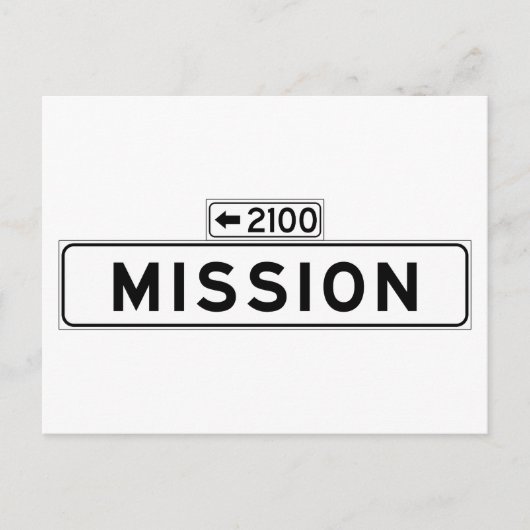 Mission St., San Francisco Street Sign Postkarte (Vorderseite)
