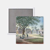 Missionarische Gebäude, St. Johns, Antigua (w/c un Magnet (Vorderseite/Rückseite)