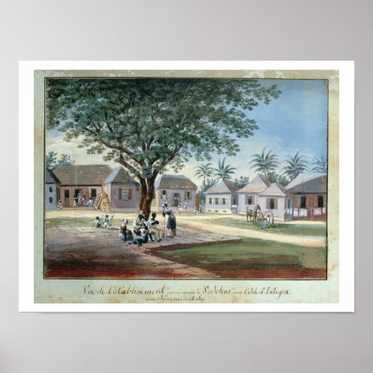 Missionarische Gebäude, St. Johns, Antigua (w/c un Poster (Vorne)