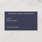 Missionskontakt-Karte Telefonnummerkarte (Rückseite)