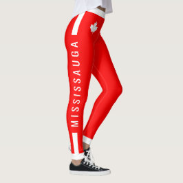 MISSISSAUGA Instructor Canadian Maple on Red (cus) Leggings
