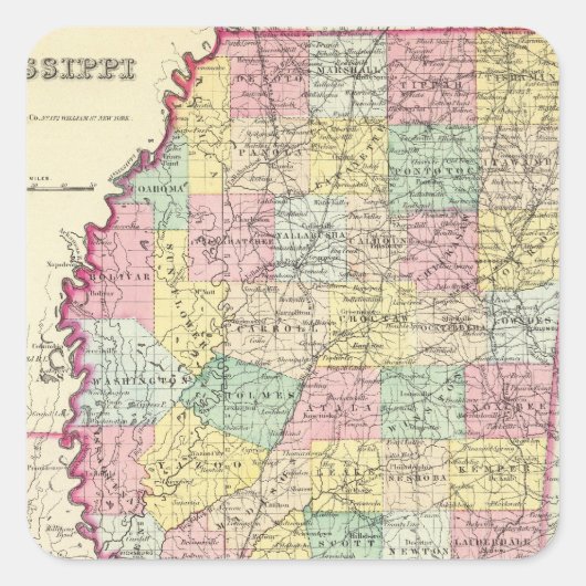 Mississippi 10 quadratischer aufkleber (Vorderseite)