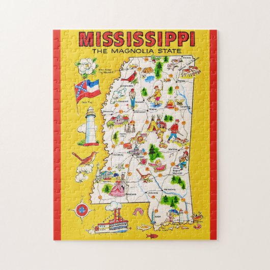 Mississippi 11x14 Vintage Karte Puzzle (Vertikal)