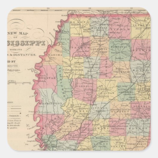 Mississippi 2 quadratischer aufkleber (Vorderseite)